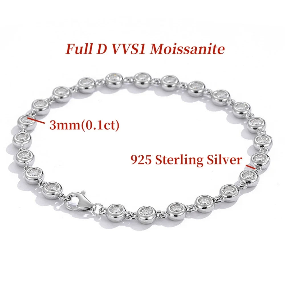 NKHOG 5mm Full Moissanite Bubble Bracelets For Women 925 Sterling Silver Double Color Diamond Bangle Party Jewelry GRA Wholesale